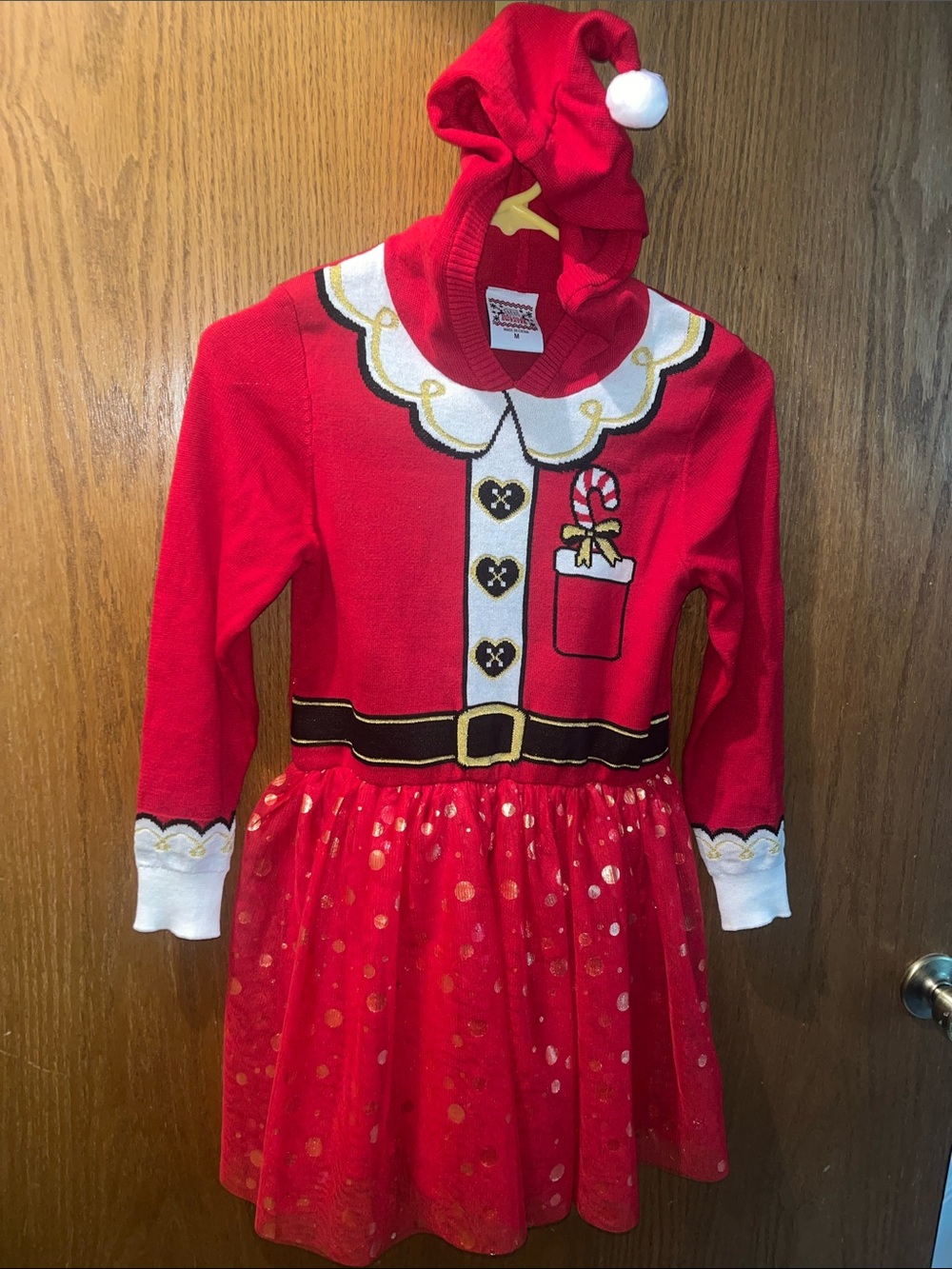 Well Worn Girls' Red Santa-Inspired Hooded Costume Dress NWOT